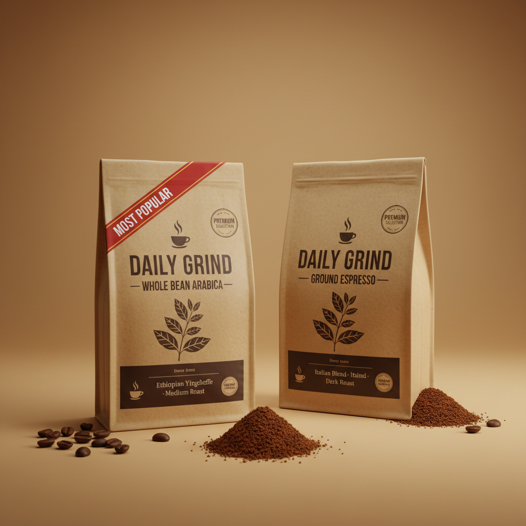 Beans Daily Coffee Subscription - Most Popular Plan, Whole and Ground Coffee Bags
